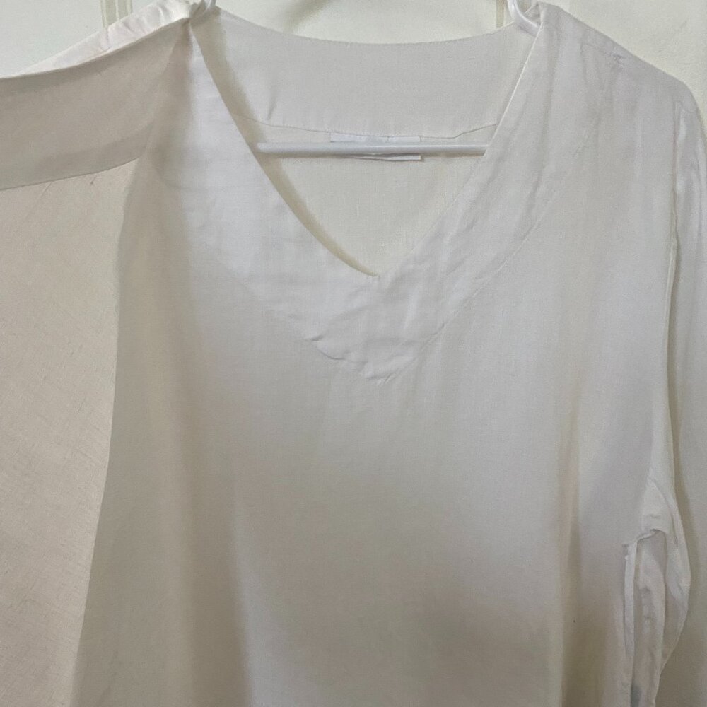 bryn Walker White Wrap-Style Linen Blend Blouse - Picture 4 of 8